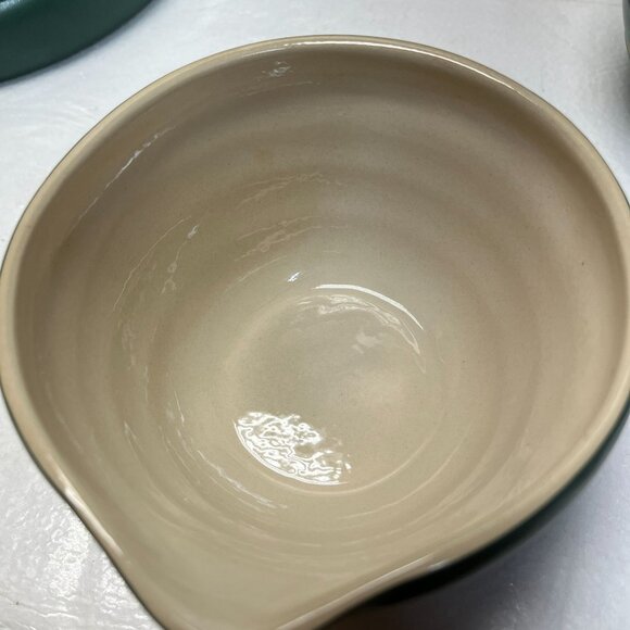 Vintage New Debco Teal Green & Cream Ceramic Mixing Bowl Set Of 3 Collectable - Picture 6 of 8